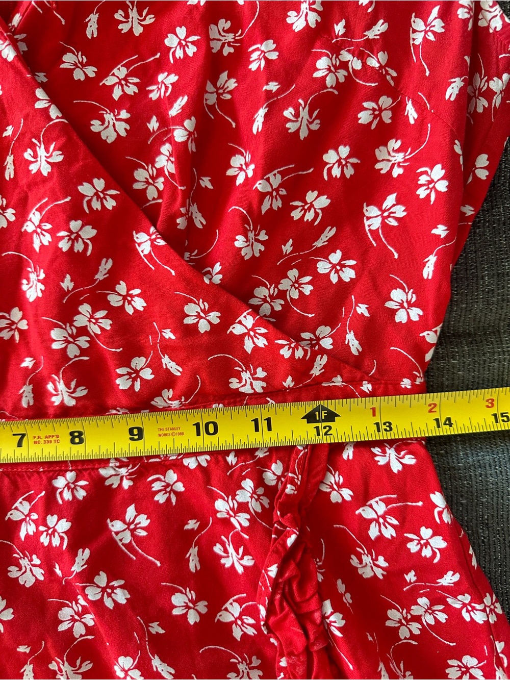 J. Crew Mercantille 100% Viscose Red Floral Cap-Sleeve Wrap Mini Dress size 2 - Picture 15 of 16